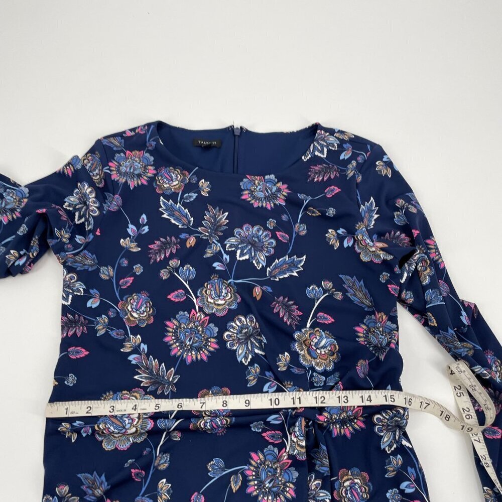 Talbots Blue Effortless Long Sleeve Paisley Midi Dress Womens Size 8 Knotted - Picture 6 of 8